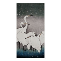 Aigrettes japonaises Grues Koson Neige d'hiver