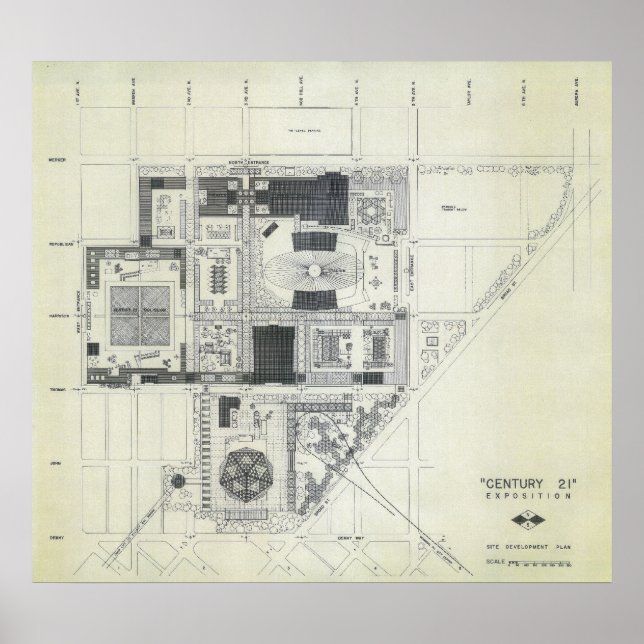 Poster Aiguille spatiale - Concept aérien Dessin 2 (Devant)