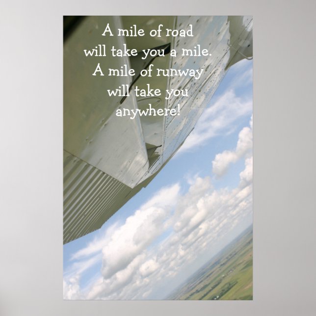 Poster Aile d'avion Un kilomètre de route vous emmènera u (Devant)