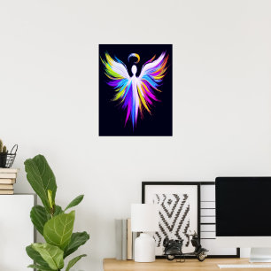 Poster Ailes d'ange d'art abstrait avec halo