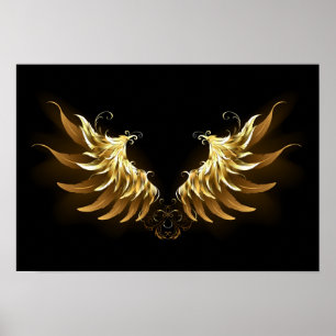 Poster Ailes d'Ange d'or sur arrière - plan noir