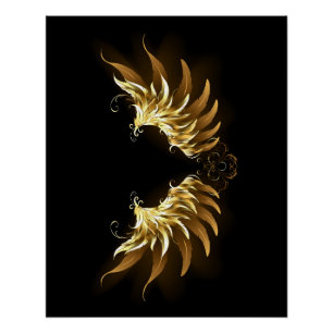 Poster Ailes d'Ange d'or sur arrière - plan noir