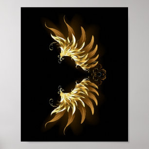 Poster Ailes d'Ange d'or sur arrière - plan noir