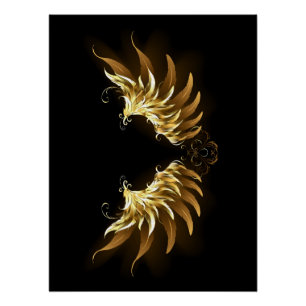 Poster Ailes d'Ange d'or sur arrière - plan noir