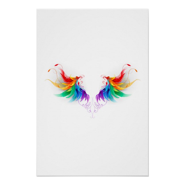 Poster Ailes fluffy arc-en-ciel (Devant)