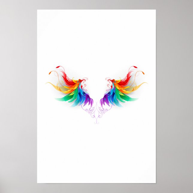 Poster Ailes fluffy arc-en-ciel (Devant)