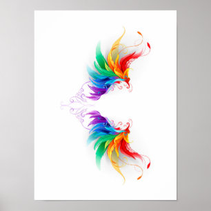 Poster Ailes fluffy arc-en-ciel