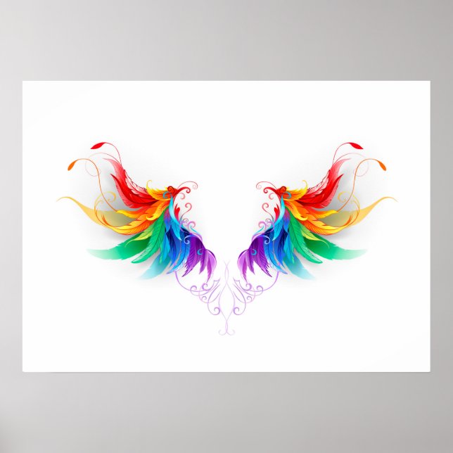 Poster Ailes fluffy arc-en-ciel (Devant)