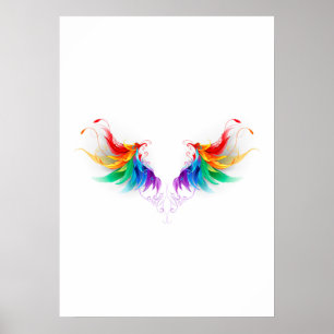 Poster Ailes fluffy arc-en-ciel