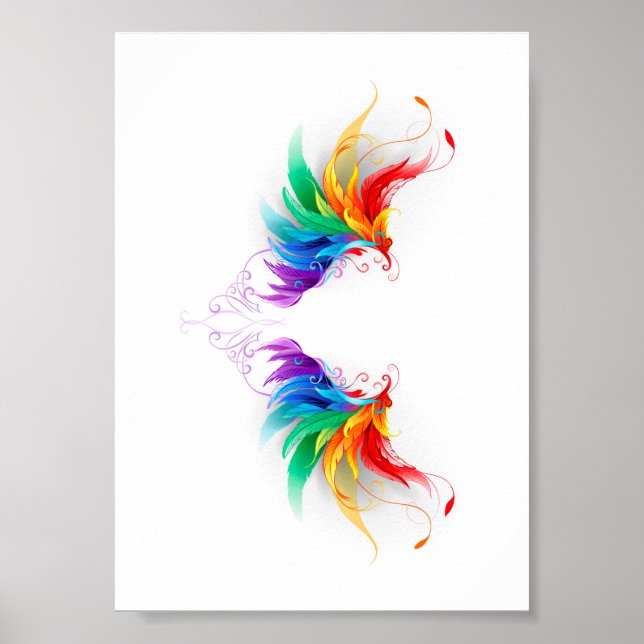 Poster Ailes fluffy arc-en-ciel (Devant)