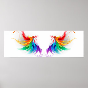 Poster Ailes fluffy arc-en-ciel