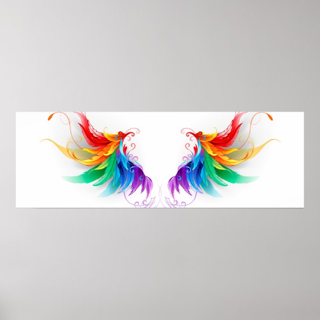 Poster Ailes fluffy arc-en-ciel (Devant)