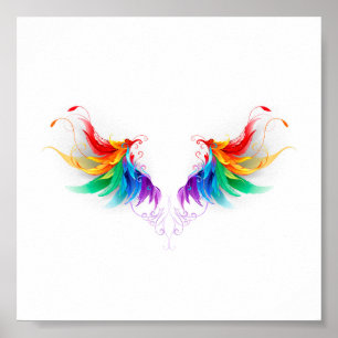 Poster Ailes fluffy arc-en-ciel