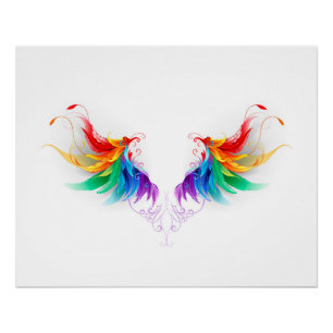 Poster Ailes fluffy arc-en-ciel