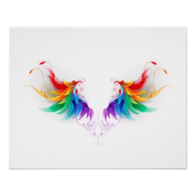 Poster Ailes fluffy arc-en-ciel (Devant)