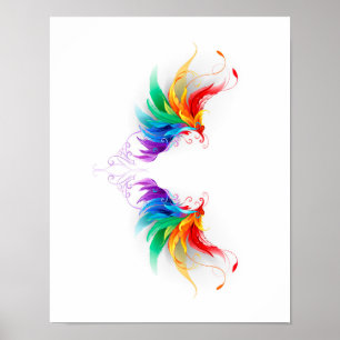 Poster Ailes fluffy arc-en-ciel