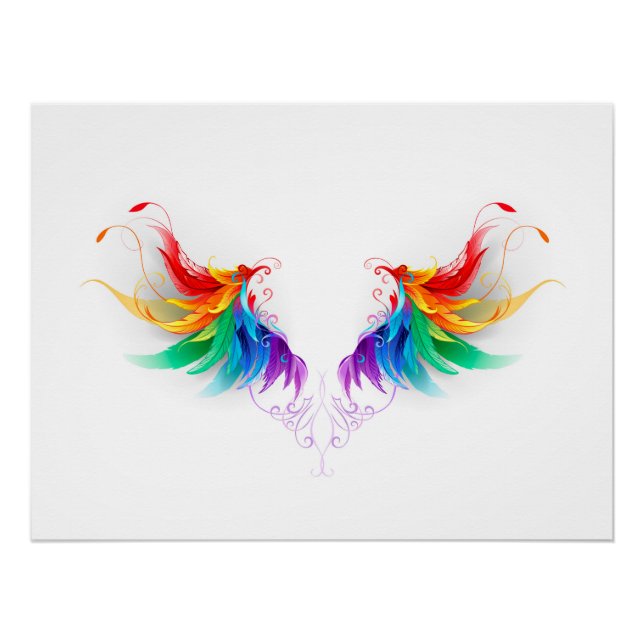 Poster Ailes fluffy arc-en-ciel (Devant)