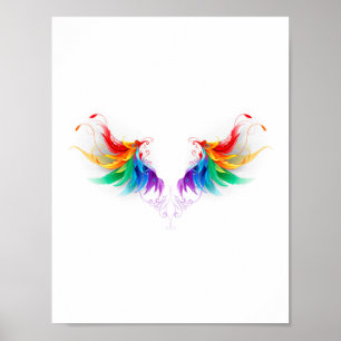 Poster Ailes fluffy arc-en-ciel