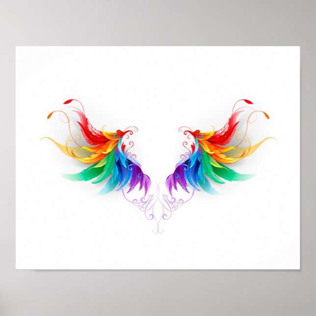 Poster Ailes fluffy arc-en-ciel (Devant)