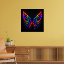 Ailes Néon Vibrantes en Spectre Complet sur Mur