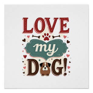 Poster Aime Moi Aime Mon Chien Vintage Joli Empreinte De