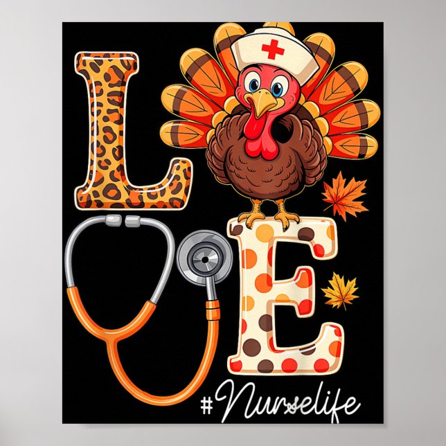 Poster Aimer Turquie Thanksgiving Nurse Life Scrub d'auto (Devant)