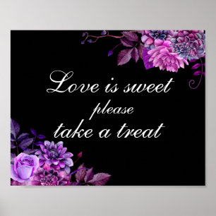Poster Aimez doux prenez du gâteau. Mariage pourpre et no