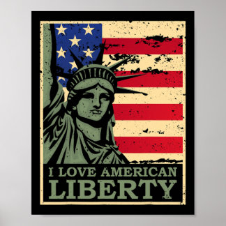 Poster Aimez La Liberté Américaine 4 Juillet Fête De L'In