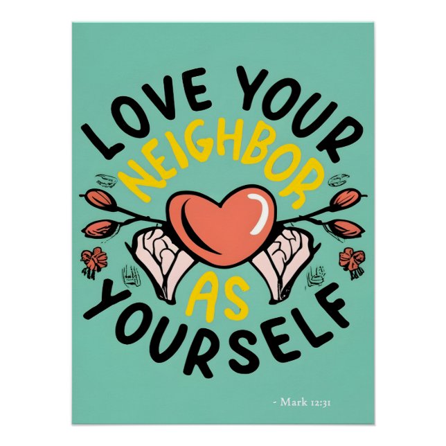 Poster Aimez votre prochain comme vous-même Bible Verse (Devant)