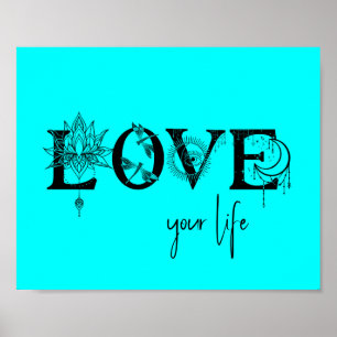 Poster Aimez votre vie Stars Lotus lune Soleil dragonflys