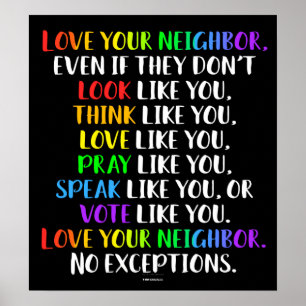 Poster Aimez votre voisin Motivational Diverse classe