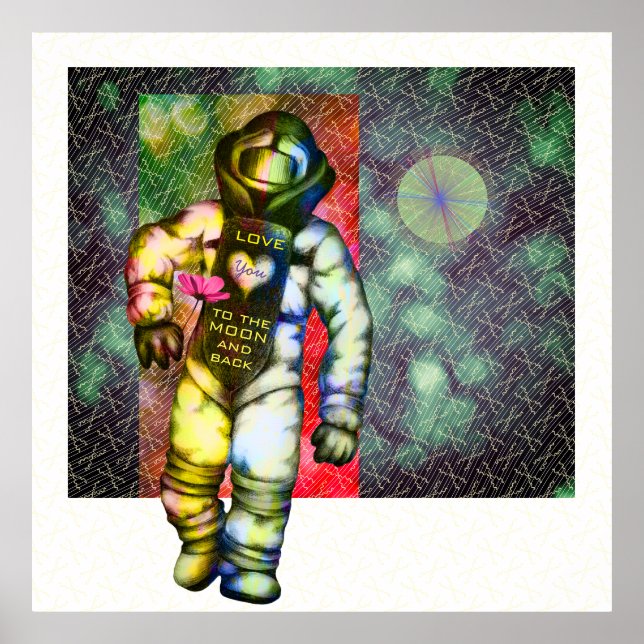 Poster Aimez-vous à l'astronaute de la Lune Dessiner l'es (Devant)