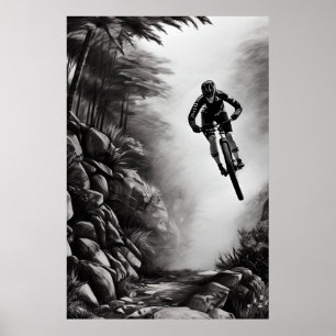 Poster Air - Vélo de montagne - Croquis numérique crayon