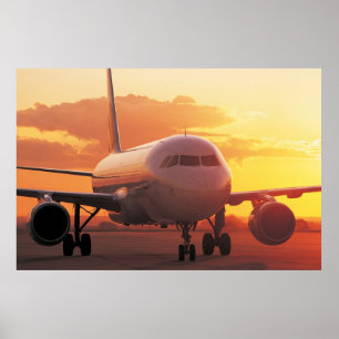 Poster Airbus A320 - Backing on Sunset