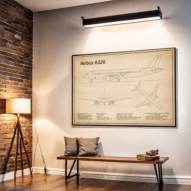 Poster Airbus A320 - Plan de dessin du plan directeur de  (Créateur téléchargé)