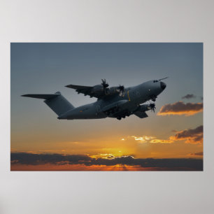 Poster Airbus A400M Au Coucher Du Soleil