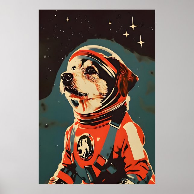 Poster Airedale Terrier Astronaut Poster, Airedale (Devant)