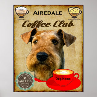 Poster Airedale Terrier Coffee Club