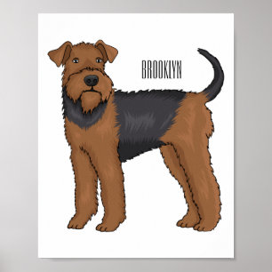 Poster Airedale terrier dog cartoon