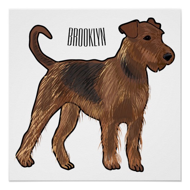 Poster Airedale terrier dog cartoon (Devant)