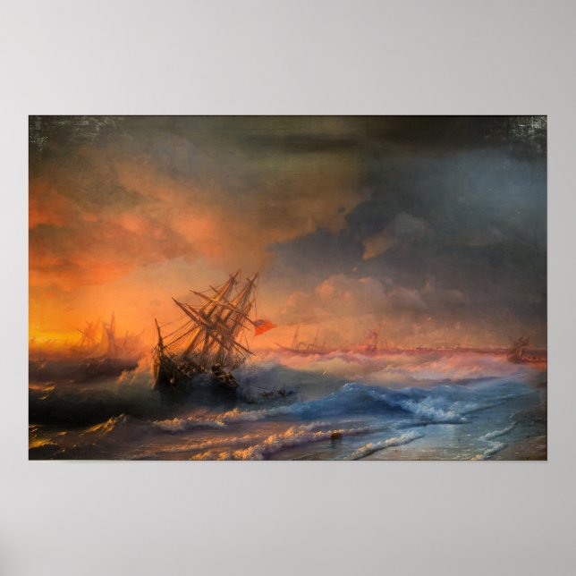 Poster Aivazovsky - Tempête sur Evpatoria (Devant)
