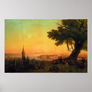 Poster Aivazovsky - Vue de Constantinople au crépuscule L