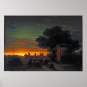 Poster Aivazovsky - Vue en Crimée au coucher du soleil