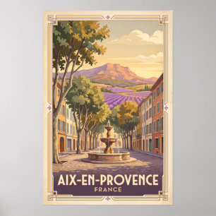 Poster Aix en Provence France Voyage Rétro