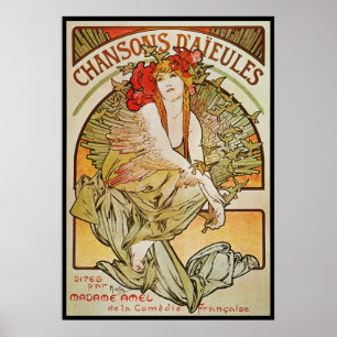 POSTER ` AJEULES D'ALPHONSE MUCHA CHANSONS D