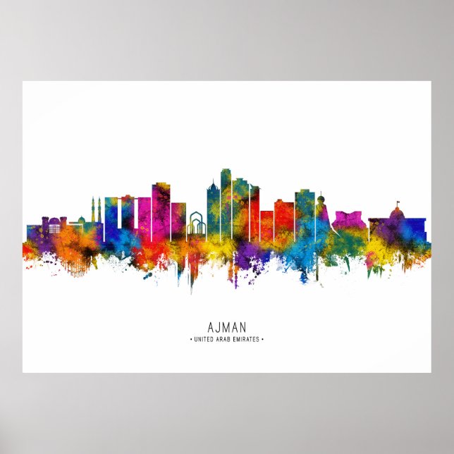 Poster Ajman UAE Skyline (Devant)