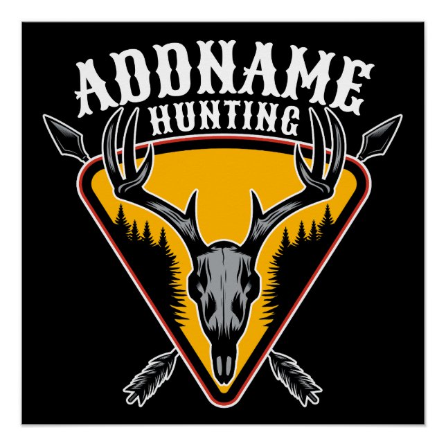 Poster AJOUTER NOM Hunter Elk Crâne Gros Antlers Chasse a (Devant)