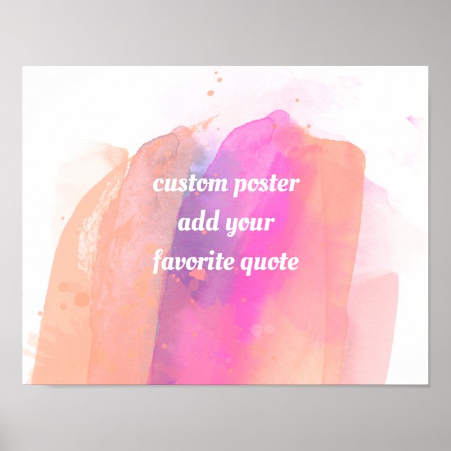 Poster ajouter un devis aquarelle rose et orange (Devant)