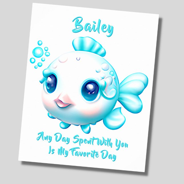 Poster Ajouter un nom Texte, bébé Nounours bleu Nursery (Créateur téléchargé)