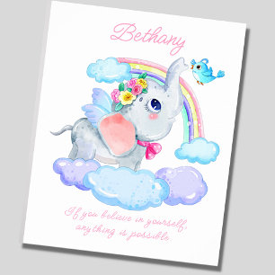 Poster Ajouter un nom Texte, Flying Elephant & Bluebird N